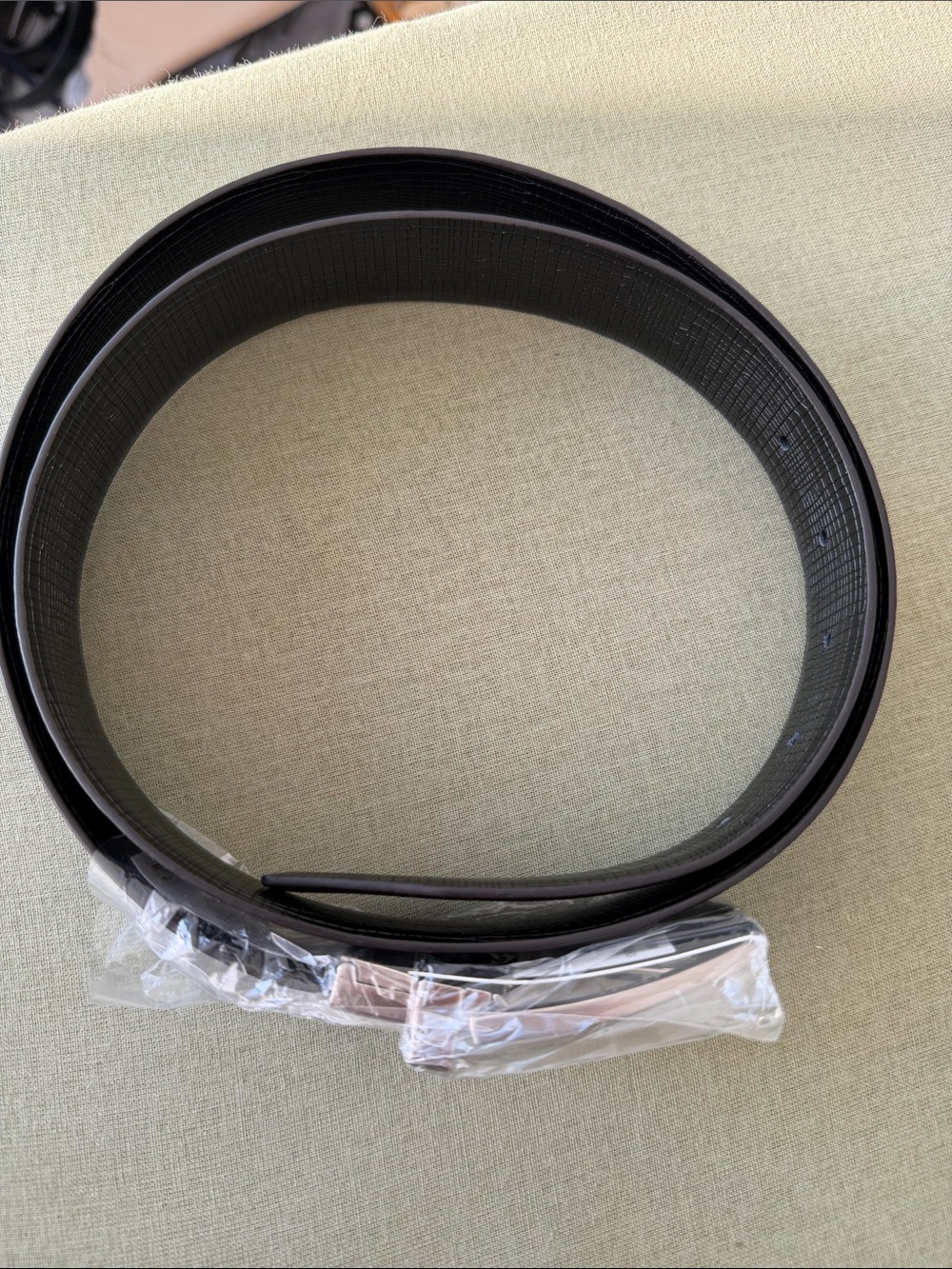 Men's Black Leather Belt with Silver Buckle
